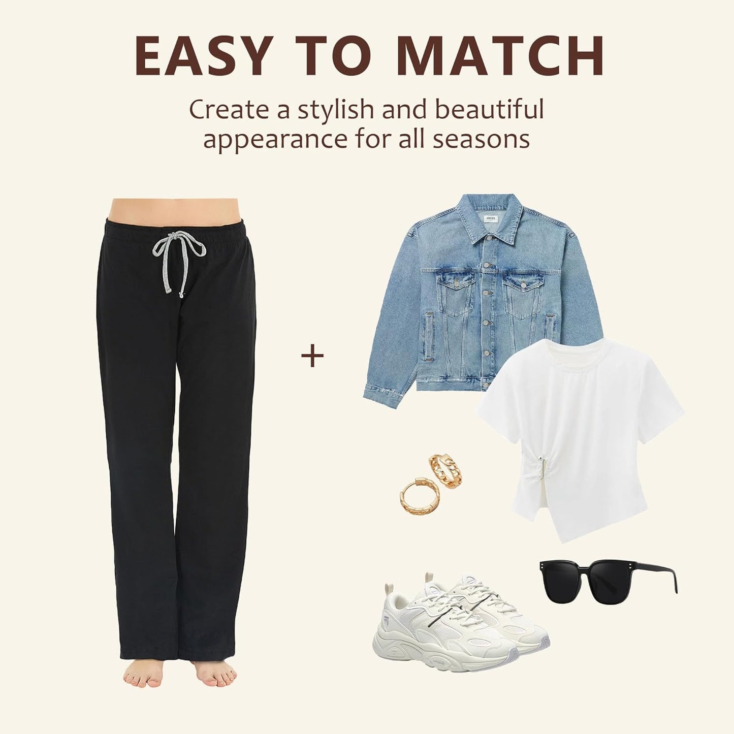 Pajama Pants for Women Soft, 100% Cotton Comfortable Womens Lounge Sleep Pj Bottoms for Women