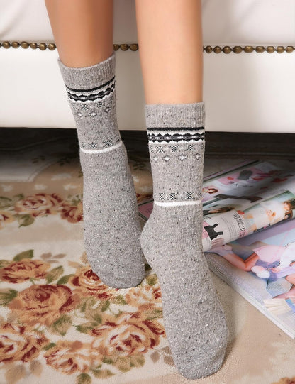 6 Pairs Womens Wool Socks Thick Knit Warm Casual Wool Cozy Crew Winter Socks Christmas Gifts