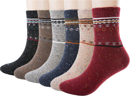 6 Pairs Womens Wool Socks Thick Knit Warm Casual Wool Cozy Crew Winter Socks Christmas Gifts