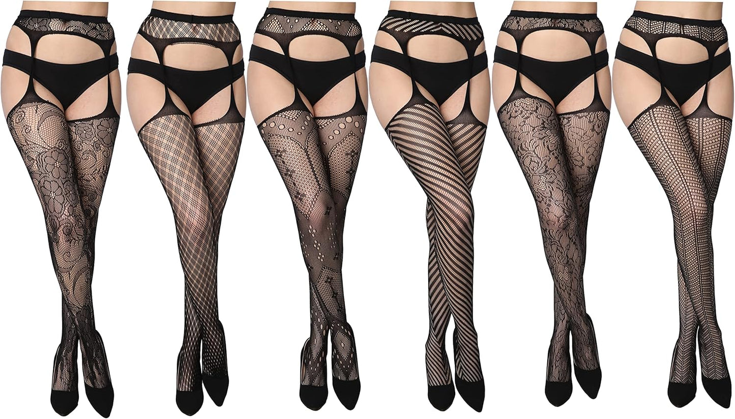 Fishnet Women'S Lace Stockings Tights Sexy Pantyhose Regular & plus Sizes (Pack of 6)