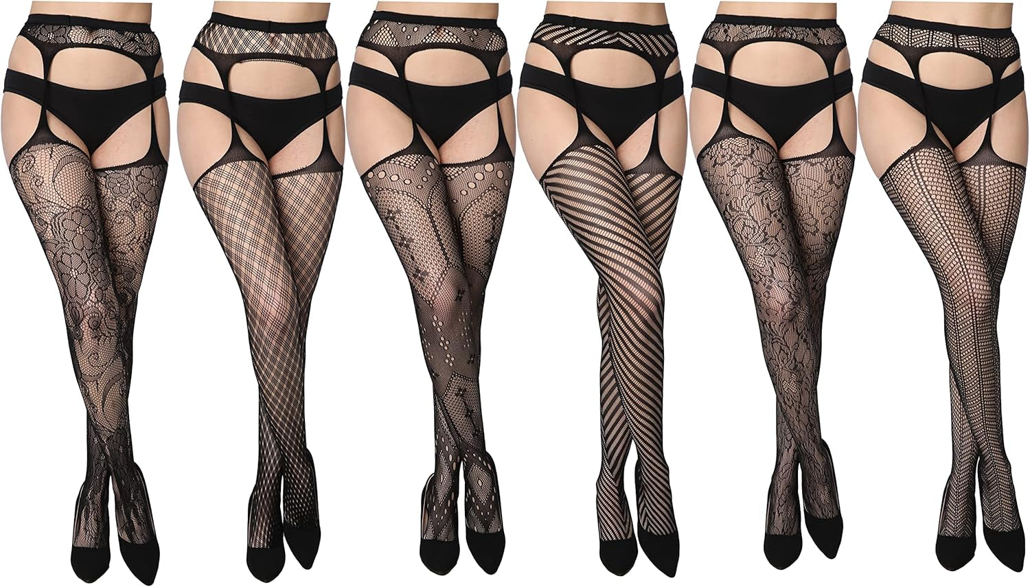 Fishnet Women'S Lace Stockings Tights Sexy Pantyhose Regular & plus Sizes (Pack of 6)
