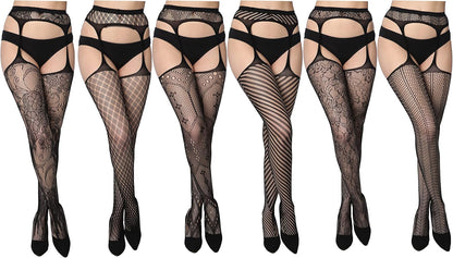 Fishnet Women'S Lace Stockings Tights Sexy Pantyhose Regular & plus Sizes (Pack of 6)