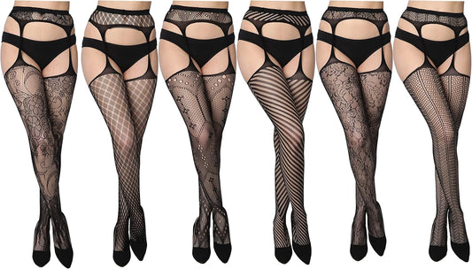 Fishnet Women'S Lace Stockings Tights Sexy Pantyhose Regular & plus Sizes (Pack of 6)