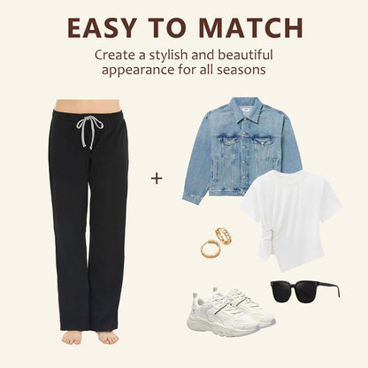 Pajama Pants for Women Soft, 100% Cotton Comfortable Womens Lounge Sleep Pj Bottoms for Women